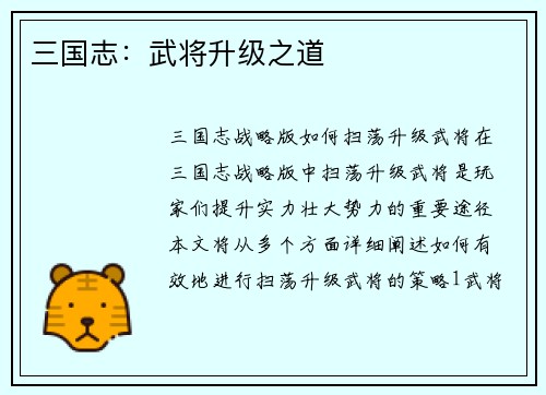 三国志：武将升级之道